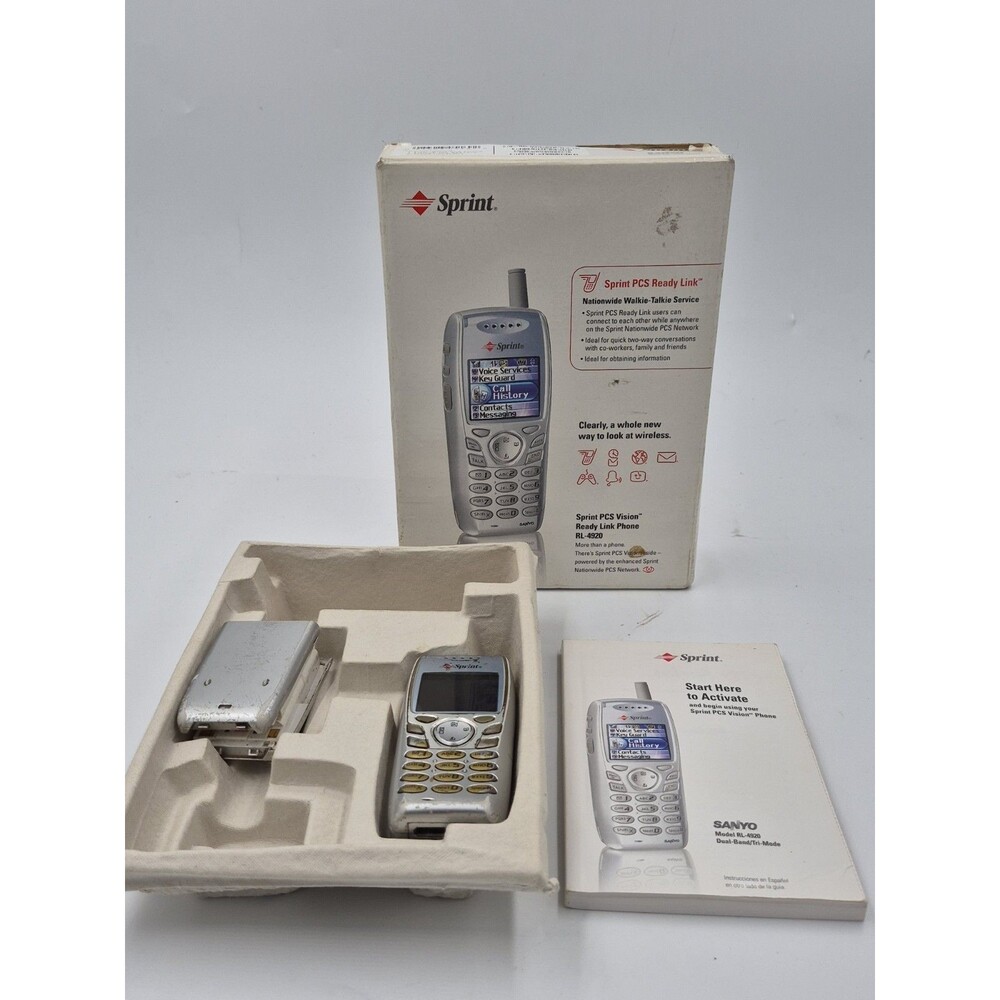 Vintage Sanyo RL-4920 Silver & Gray (Sprint) With Box and Manual 3 Batteries